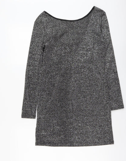 H&M Womens Silver Polyester A-Line Size M Scoop Neck Pullover