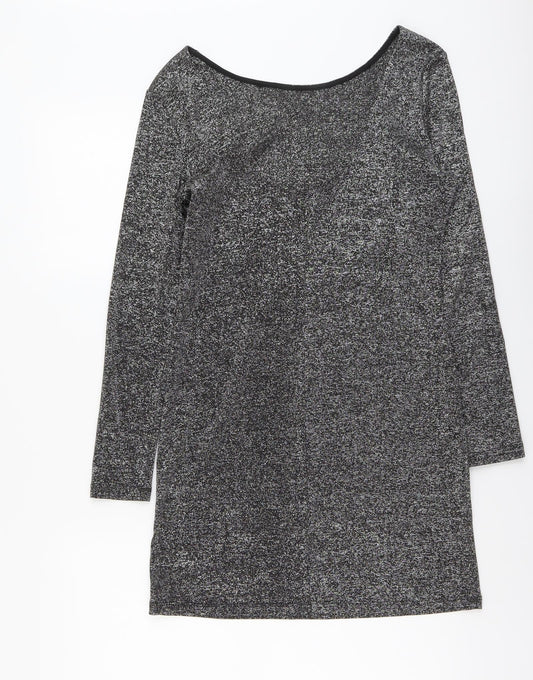 H&M Womens Silver Polyester A-Line Size M Scoop Neck Pullover