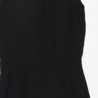 Lola Skye Womens Black Polyester A-Line Size 8 Scoop Neck Zip