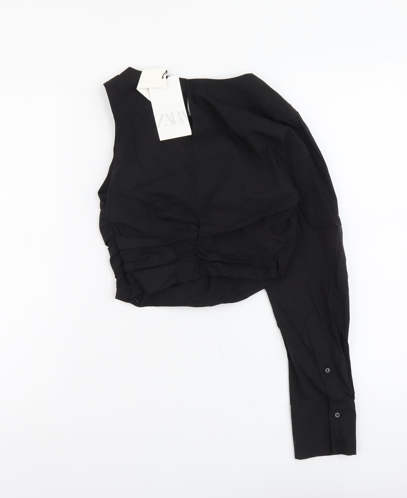 Womens UK Size XS Zara Black Cropped Blouse