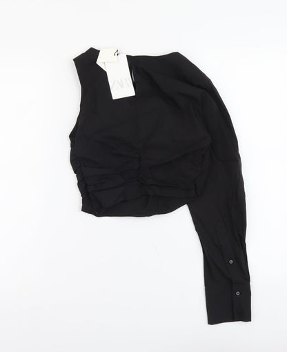 Womens UK Size XS Zara Black Cropped Blouse