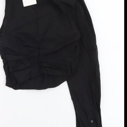 Womens UK Size XS Zara Black Cropped Blouse