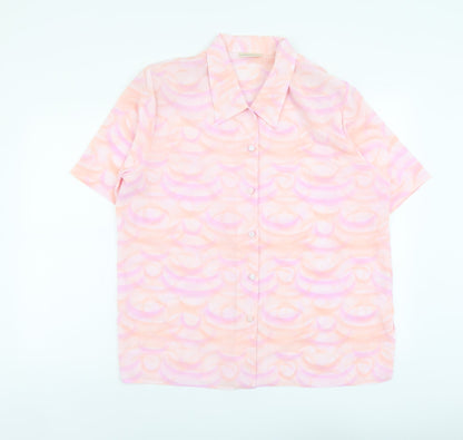 Womens UK Size XL Michael Gold Pink Basic Button-Up