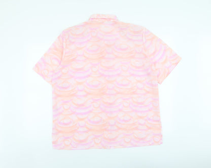 Womens UK Size XL Michael Gold Pink Basic Button-Up