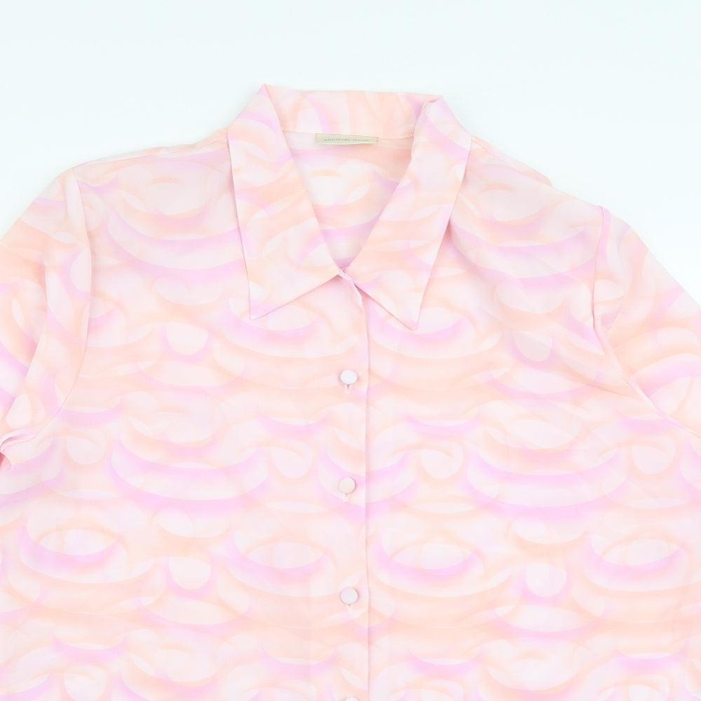 Womens UK Size XL Michael Gold Pink Basic Button-Up
