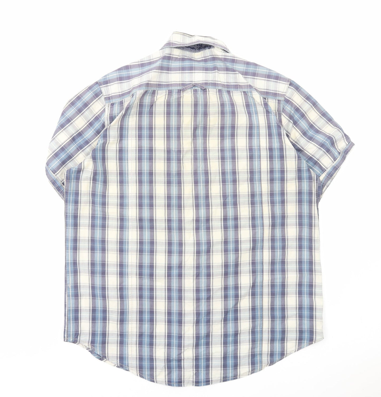 Mens UK Size XL Cedar Wood State Blue  Button-Up Short Sleeve Casual Shirt