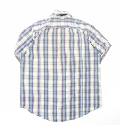 Mens UK Size XL Cedar Wood State Blue  Button-Up Short Sleeve Casual Shirt
