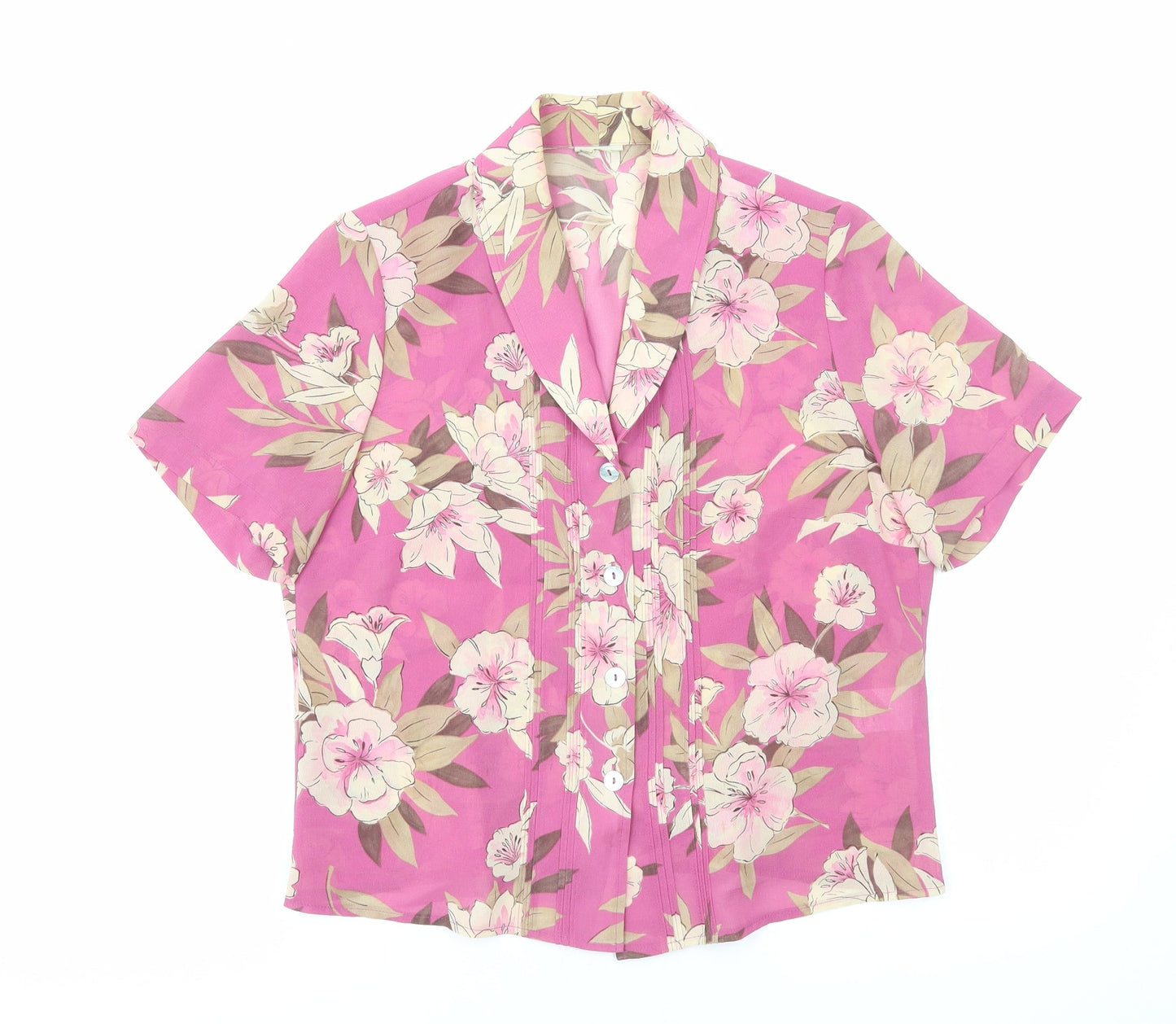 Womens UK Size 12 Preworn Pink Basic Button-Up