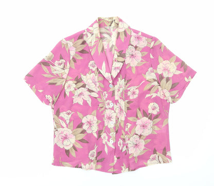 Womens UK Size 12 Preworn Pink Basic Button-Up