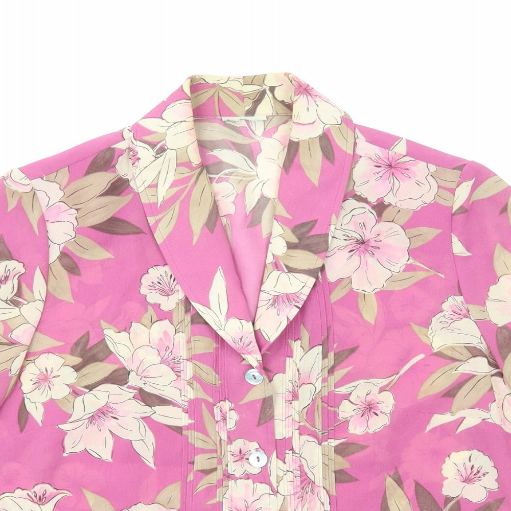 Womens UK Size 12 Preworn Pink Basic Button-Up