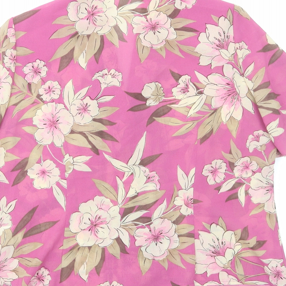 Womens UK Size 12 Preworn Pink Basic Button-Up