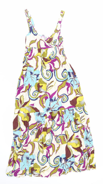 Keilo Womens Multicoloured Floral Cotton Tank Dress Size 8 Scoop Neck Pullover