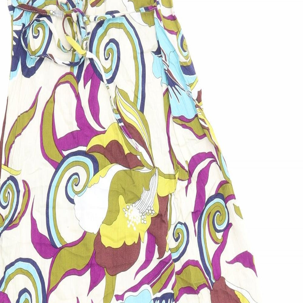 Keilo Womens Multicoloured Floral Cotton Tank Dress Size 8 Scoop Neck Pullover
