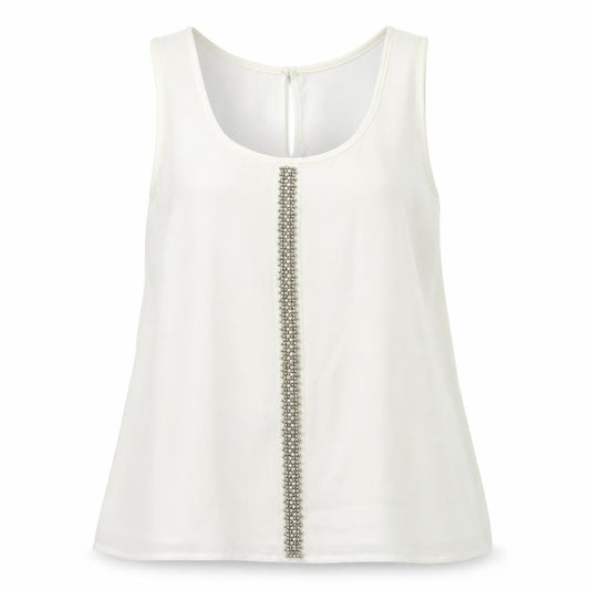 G&Y Womens Ivory Geometric Polyester Camisole Tank Size L Round Neck