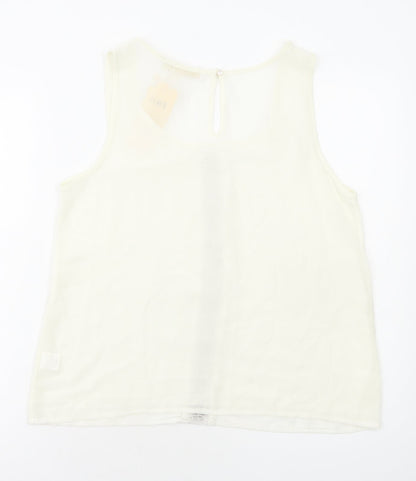 G&Y Womens Ivory Geometric Polyester Camisole Tank Size L Round Neck