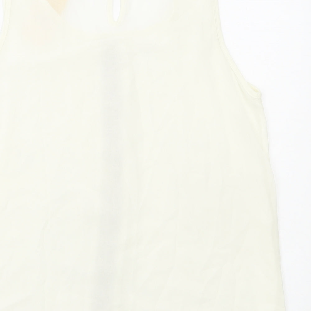 G&Y Womens Ivory Geometric Polyester Camisole Tank Size L Round Neck