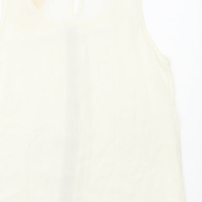 G&Y Womens Ivory Geometric Polyester Camisole Tank Size L Round Neck