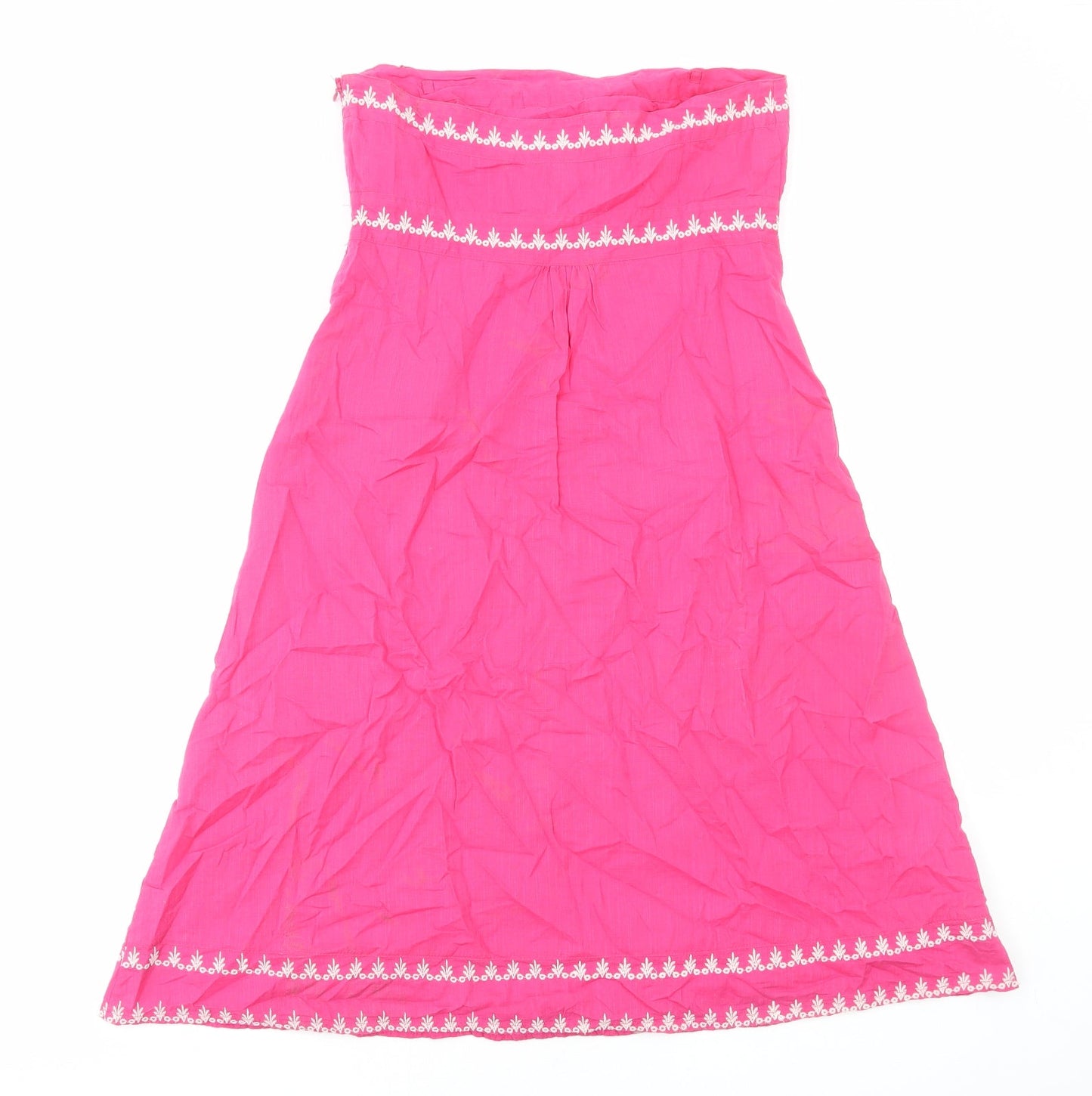 Monsoon Womens Pink Geometric Cotton A-Line Size 10 Off the Shoulder Zip