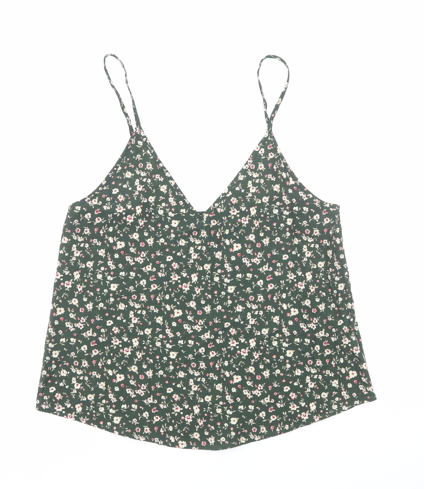 SheIn Womens Green Floral Polyester Camisole Tank Size S V-Neck