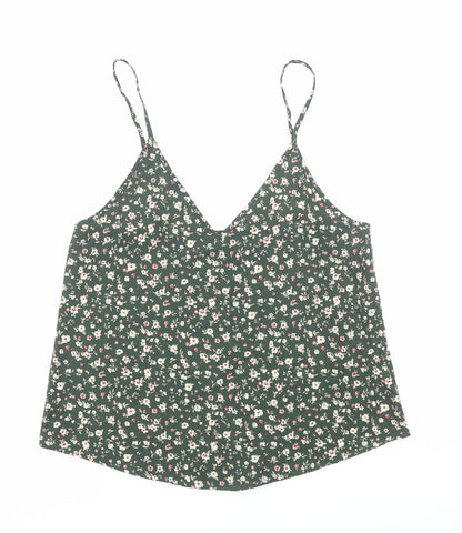 SheIn Womens Green Floral Polyester Camisole Tank Size S V-Neck