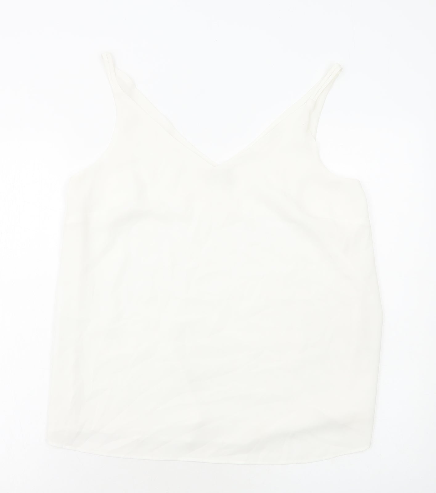 Papaya Womens White Polyester Basic Tank Size 12 V-Neck