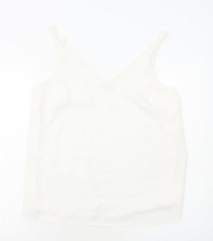 Papaya Womens White Polyester Basic Tank Size 12 V-Neck