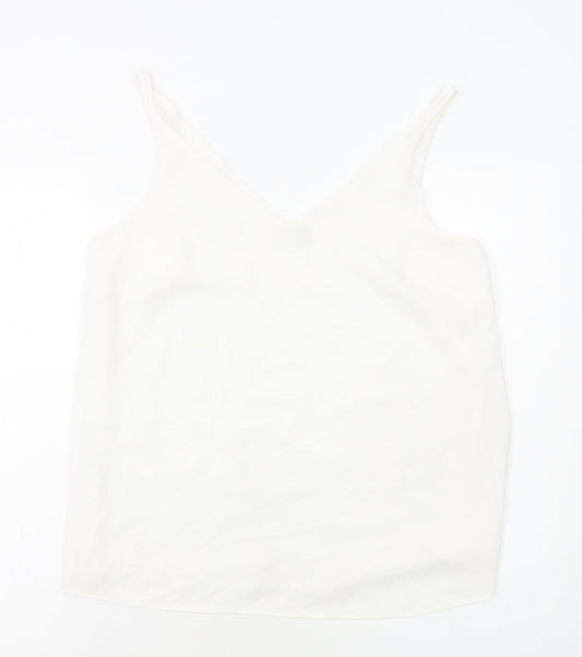 Papaya Womens White Polyester Basic Tank Size 12 V-Neck