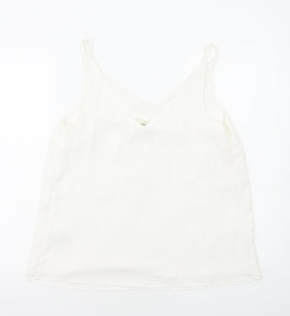 Papaya Womens White Polyester Basic Tank Size 12 V-Neck
