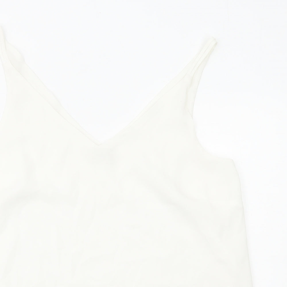 Papaya Womens White Polyester Basic Tank Size 12 V-Neck