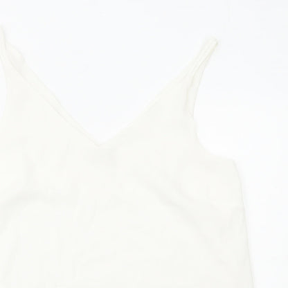 Papaya Womens White Polyester Basic Tank Size 12 V-Neck
