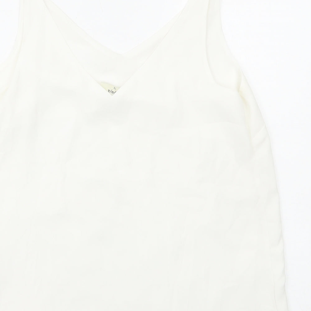 Papaya Womens White Polyester Basic Tank Size 12 V-Neck