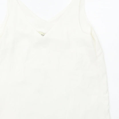 Papaya Womens White Polyester Basic Tank Size 12 V-Neck