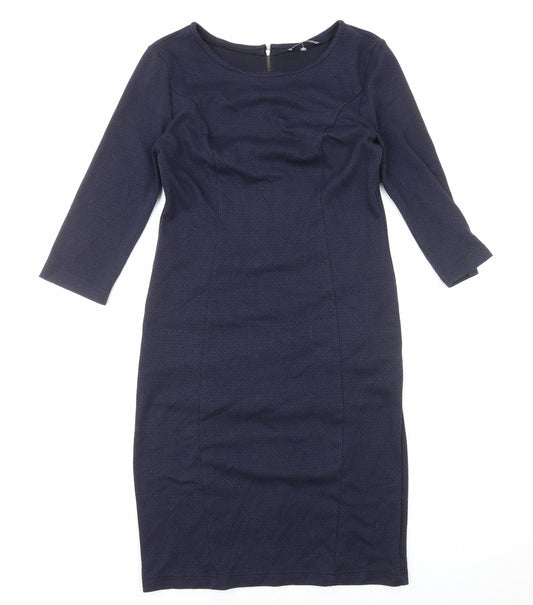 Atmosphere Womens Blue Viscose A-Line Size 12 Round Neck Zip