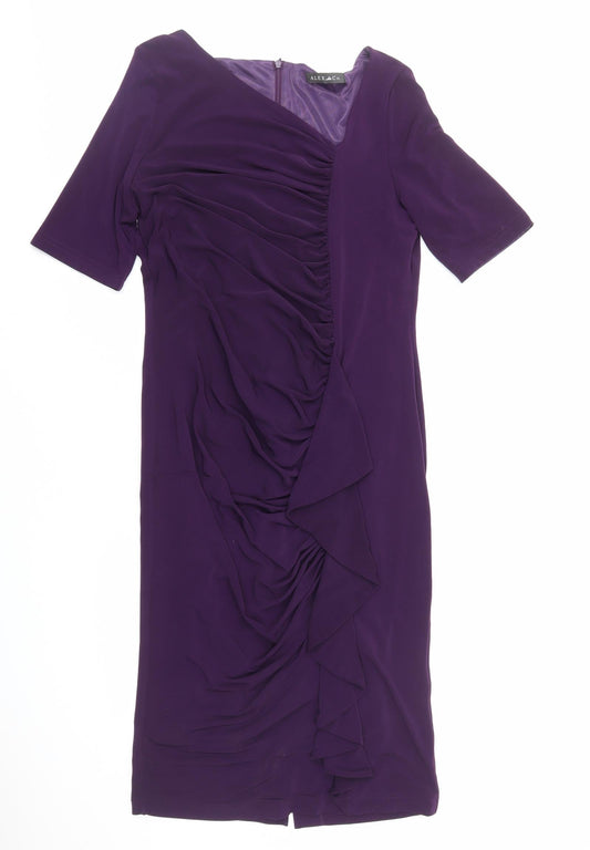 Alex & Co. Womens Purple Polyester A-Line Size 14 V-Neck Zip