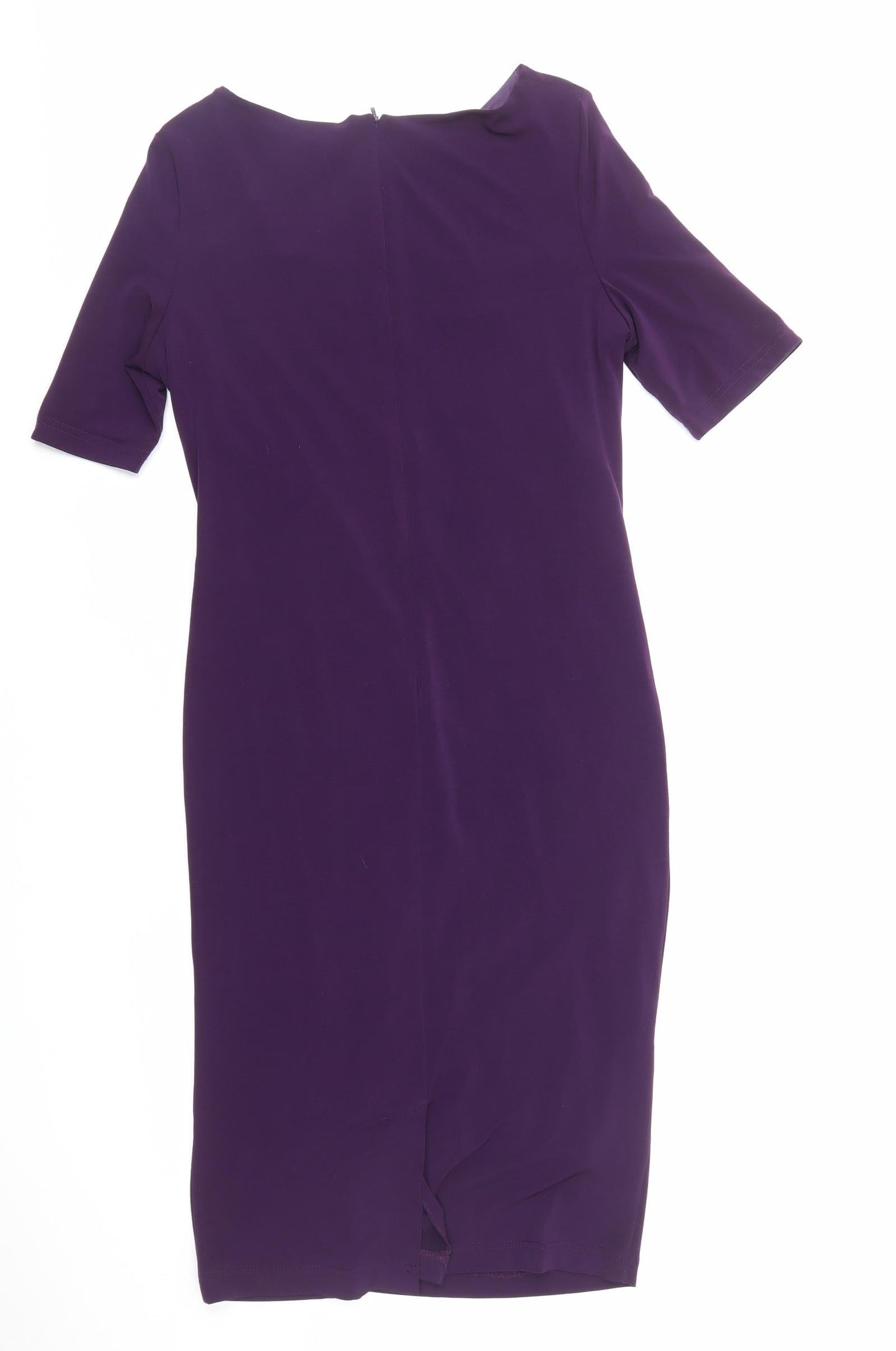 Alex & Co. Womens Purple Polyester A-Line Size 14 V-Neck Zip