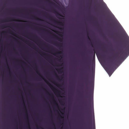 Alex & Co. Womens Purple Polyester A-Line Size 14 V-Neck Zip