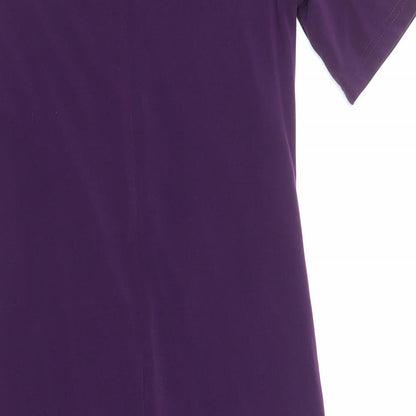 Alex & Co. Womens Purple Polyester A-Line Size 14 V-Neck Zip
