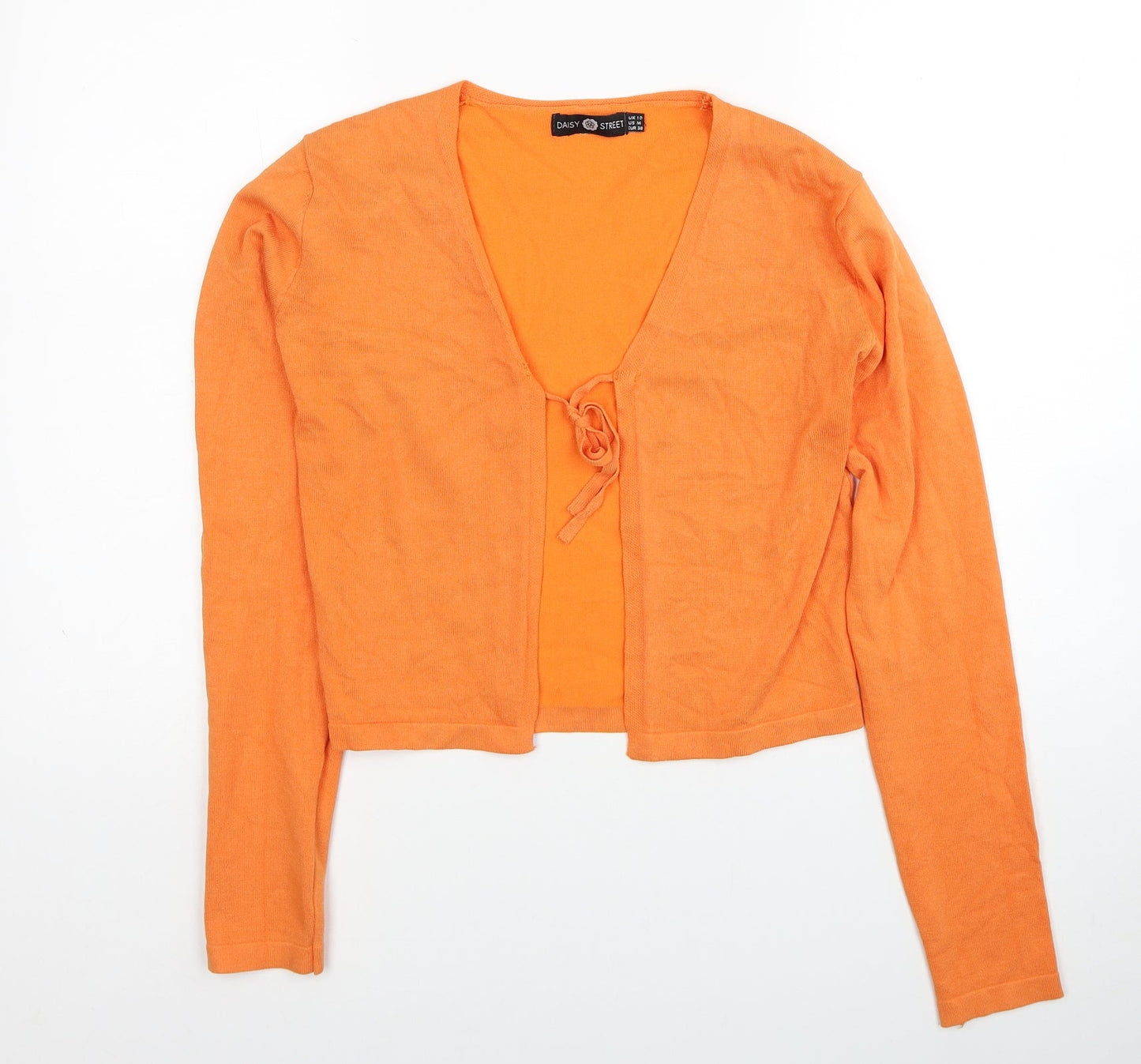 Daisy Street Womens Orange V-Neck Polyester Cardigan Jumper Size 10