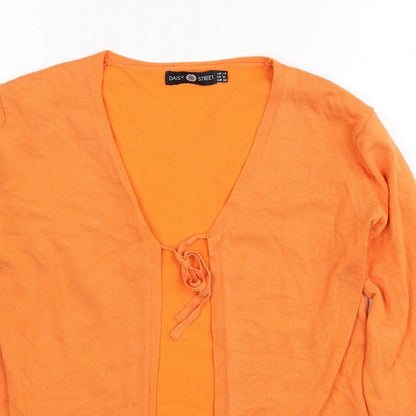 Daisy Street Womens Orange V-Neck Polyester Cardigan Jumper Size 10