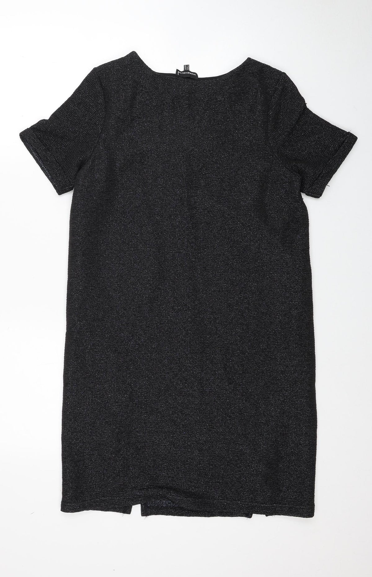 Warehouse Womens Black Polyester Shift Size 10 Boat Neck Pullover