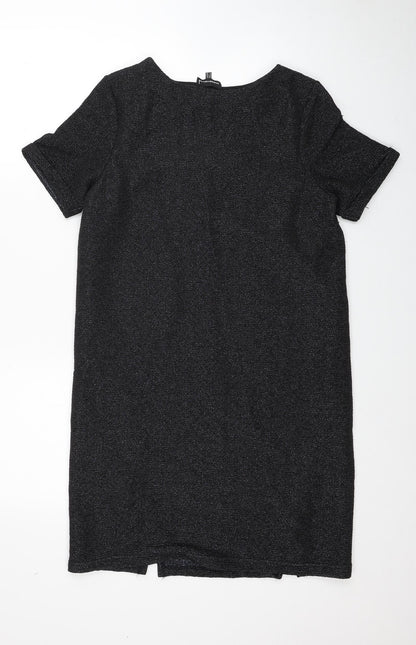Warehouse Womens Black Polyester Shift Size 10 Boat Neck Pullover