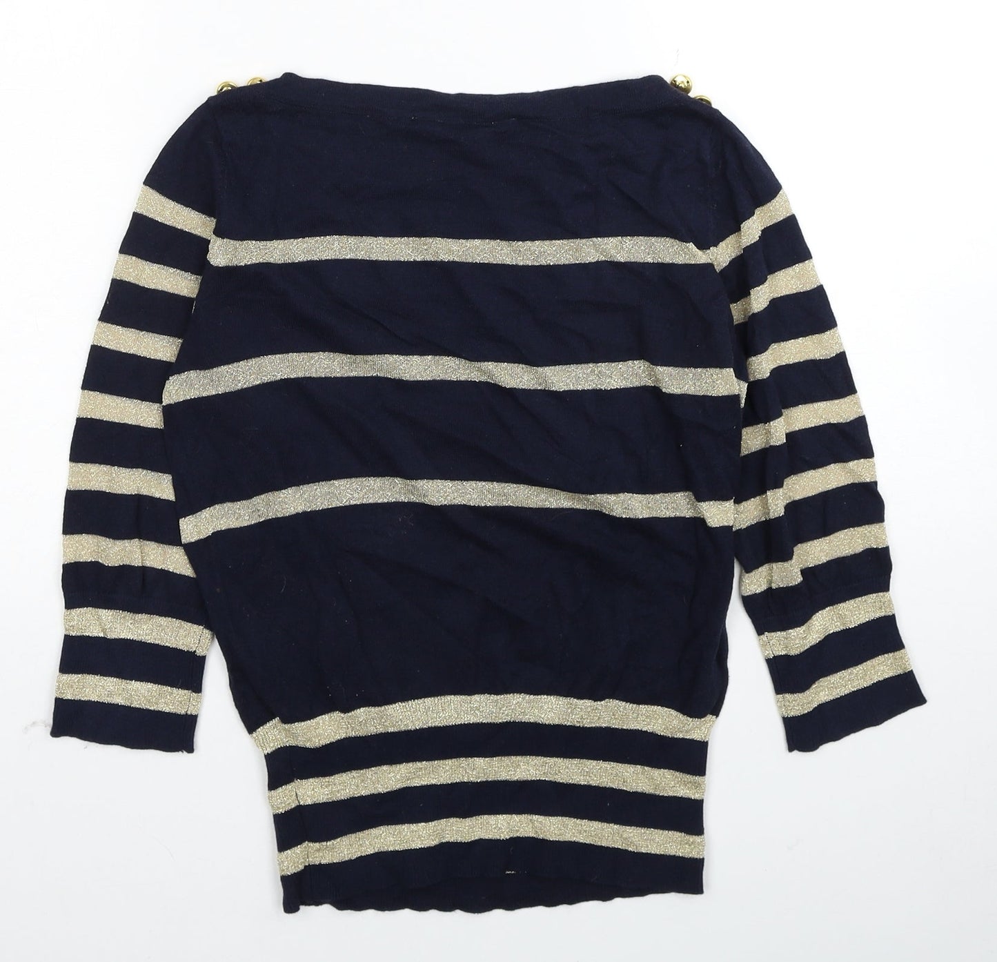 Awear Womens Blue Boat Neck Striped Cotton Pullover Jumper Size 8 - Size 8-10