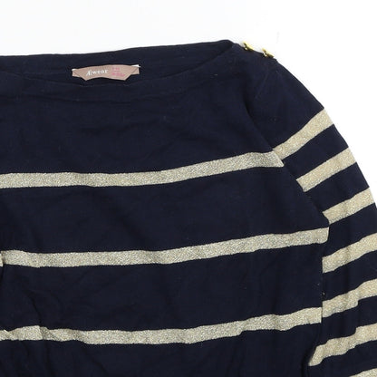 Awear Womens Blue Boat Neck Striped Cotton Pullover Jumper Size 8 - Size 8-10