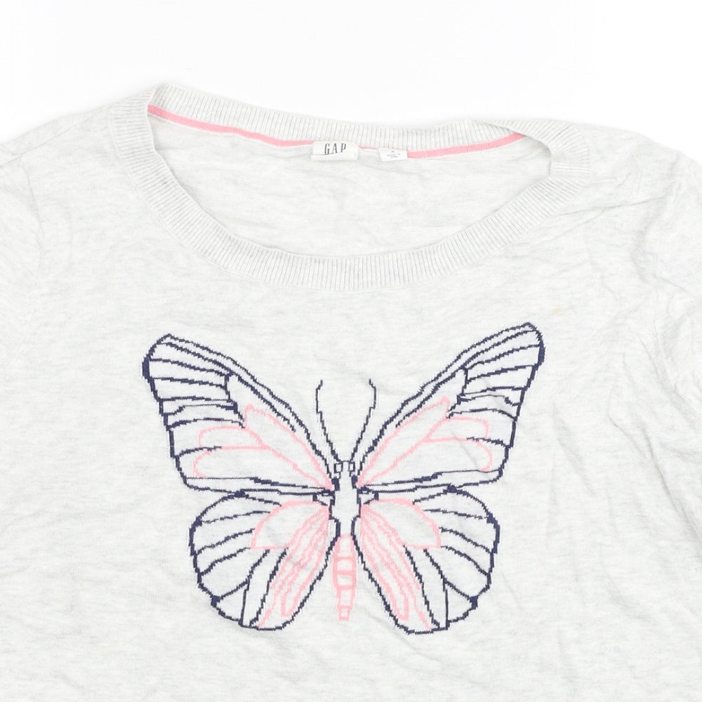 Gap Womens Grey Round Neck Cotton Pullover Jumper Size M