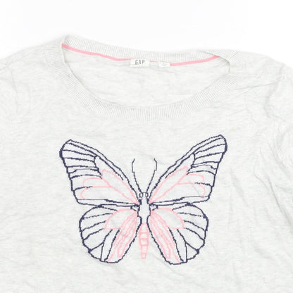 Gap Womens Grey Round Neck Cotton Pullover Jumper Size M