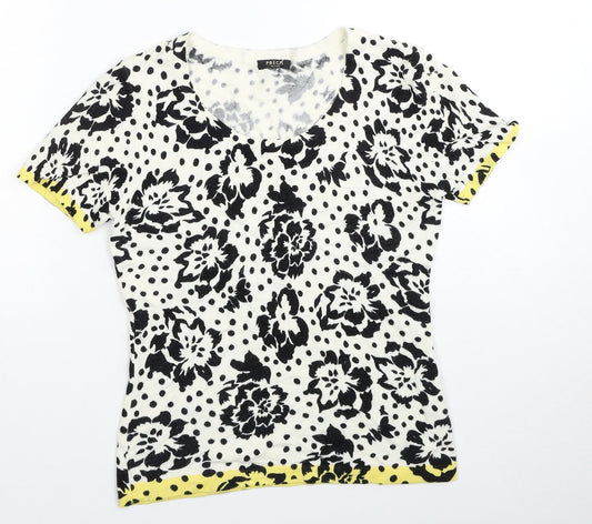 Precis Womens Multicoloured Floral Viscose Basic T-Shirt Size XS Round Neck