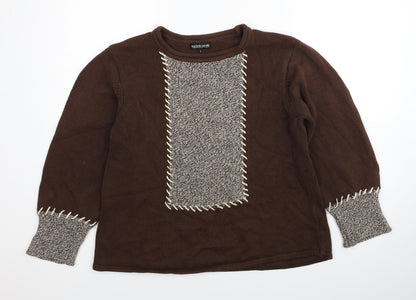 Michele Peretto Womens Brown Round Neck Acrylic Pullover Jumper Size L