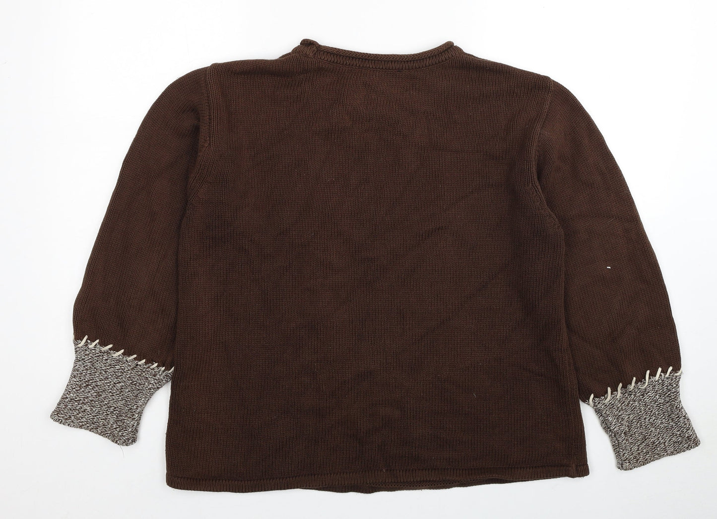 Michele Peretto Womens Brown Round Neck Acrylic Pullover Jumper Size L