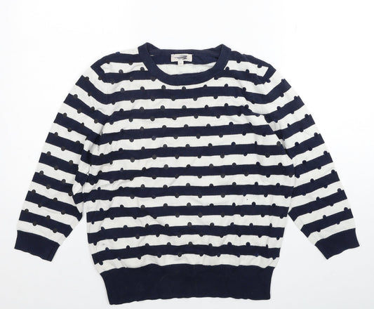 Country Casuals Womens Beige Round Neck Geometric Viscose Pullover Jumper Size M