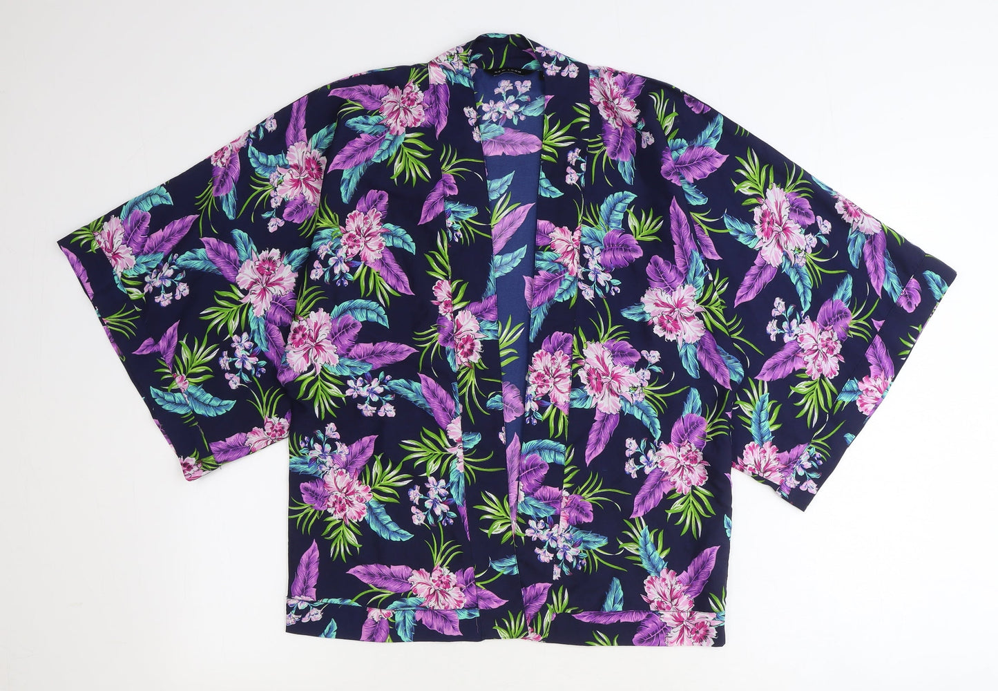 Womens UK Size 8 New Look Blue Kimono Blouse
